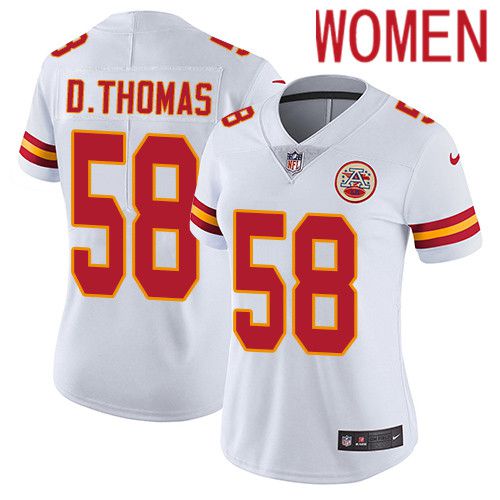 Women Kansas City Chiefs 58 Derrick Thomas Nike White Vapor Limited NFL Jersey